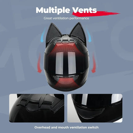 Motorcycle Helmet Cat Ear Full Face Helmet - Motorcycle Helmet - KEMiMOTO - Mad Fly Essentials
