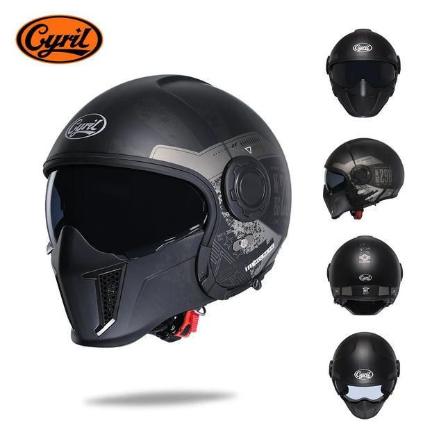 Motorcycle Helmet Double Visor Teeth Retro Helmet - Motorcycle Helmet - Cyril - Mad Fly Essentials