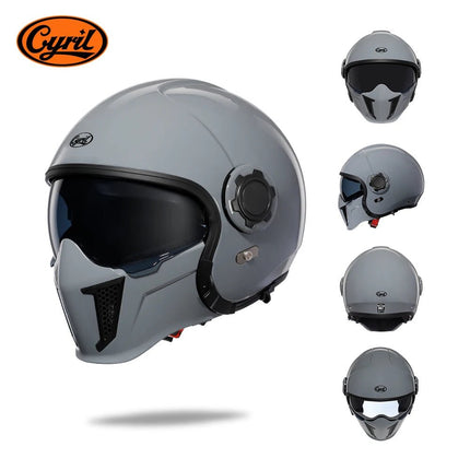 Motorcycle Helmet Double Visor Teeth Retro Helmet - Motorcycle Helmet - Cyril - Mad Fly Essentials