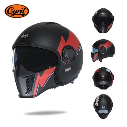 Motorcycle Helmet Double Visor Teeth Retro Helmet - Motorcycle Helmet - Cyril - Mad Fly Essentials