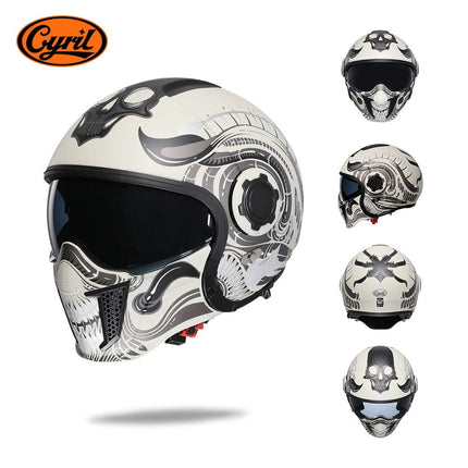 Motorcycle Helmet Double Visor Teeth Retro Helmet - Motorcycle Helmet - Cyril - Mad Fly Essentials