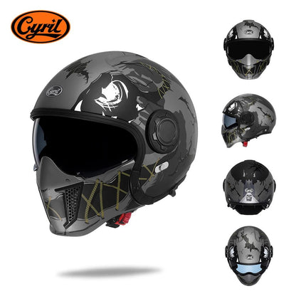 Motorcycle Helmet Double Visor Teeth Retro Helmet - Motorcycle Helmet - Cyril - Mad Fly Essentials
