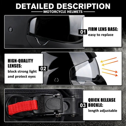 Motorcycle Helmet Half Predator Detachable Multi-purpose Helmet - Motorcycle Helmet - Kemimoto - Mad Fly Essentials