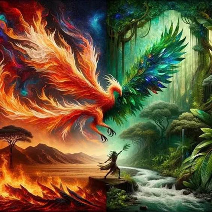 Mythological Fantasy Phoenix Abstract Canvas Prints - Mad Fly Essentials
