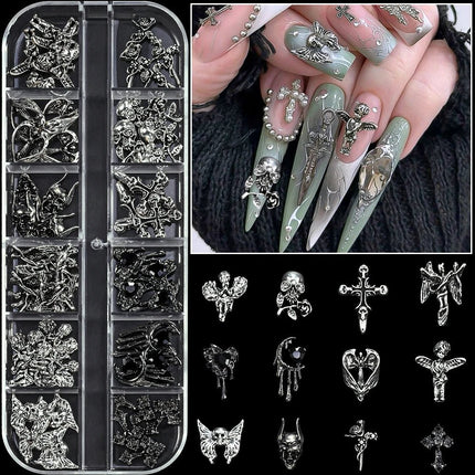 Nail Essentials Metal Punk Full Glitter Diamond Cross Nail Art - Nail Essentials - Elaimei - Mad Fly Essentials