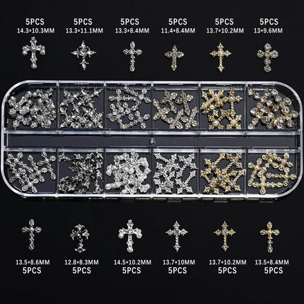 Nail Essentials Metal Punk Full Glitter Diamond Cross Nail Art - Nail Essentials - Elaimei - Mad Fly Essentials
