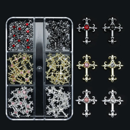 Nail Essentials Metal Punk Full Glitter Diamond Cross Nail Art - Nail Essentials - Elaimei - Mad Fly Essentials