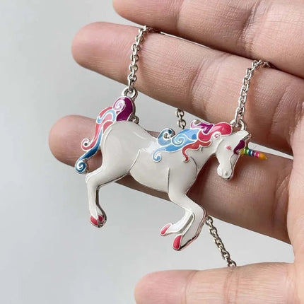 Necklace Girls Cartoon Resin Unicorn Pendant - Necklace - Afairytale - Mad Fly Essentials