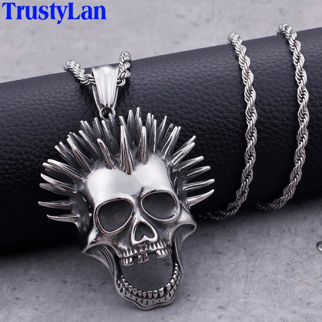 Necklace Men 316L Stainless Steel Punk Rocker Gothic Skull Pendant - Necklace - NABO - Mad Fly Essentials