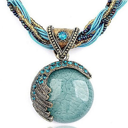 Necklace Women Bohemian Fashion Stone Peacock Necklace - Necklace - Boho Girl - Mad Fly Essentials