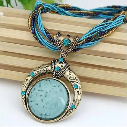 Necklace Women Bohemian Fashion Stone Peacock Necklace - Necklace - Boho Girl - Mad Fly Essentials