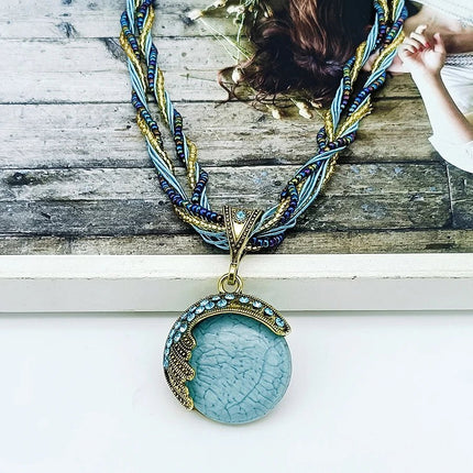 Necklace Women Bohemian Fashion Stone Peacock Necklace - Necklace - Boho Girl - Mad Fly Essentials