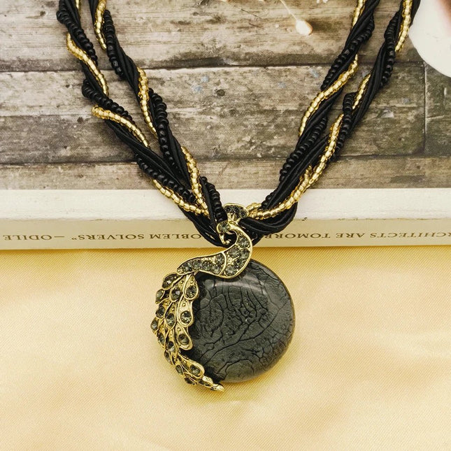 Necklace Women Bohemian Fashion Stone Peacock Necklace - Necklace - Boho Girl - Mad Fly Essentials