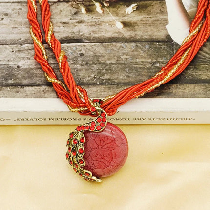 Necklace Women Bohemian Fashion Stone Peacock Necklace - Necklace - Boho Girl - Mad Fly Essentials
