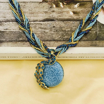 Necklace Women Bohemian Fashion Stone Peacock Necklace - Necklace - Boho Girl - Mad Fly Essentials