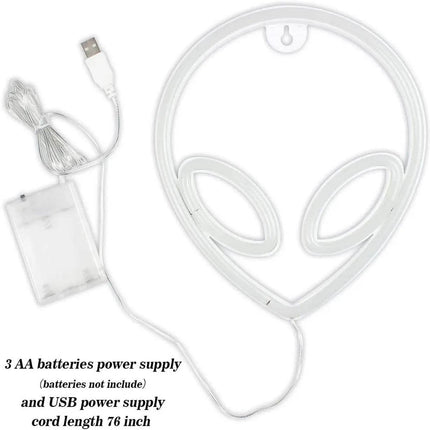 Neon Alien Head Sign USB LED Night Light - Mad Fly Essentials