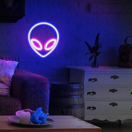 Neon Alien Head Sign USB LED Night Light - Mad Fly Essentials
