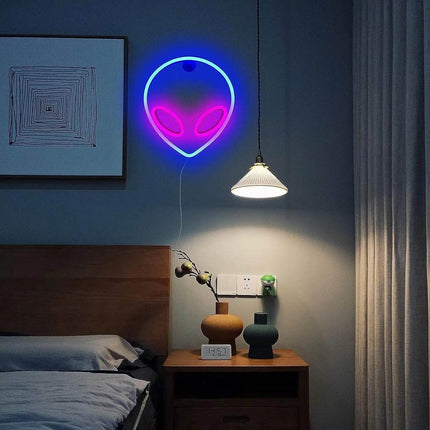 Neon Alien Head Sign USB LED Night Light - Mad Fly Essentials