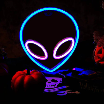 Neon Alien Head Sign USB LED Night Light - Mad Fly Essentials
