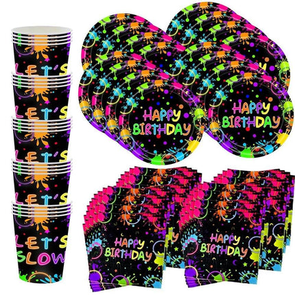 Neon Glow Cups Happy Birthday Seasonal Decor Essentials Party Favors- Mad Fly Essentials
