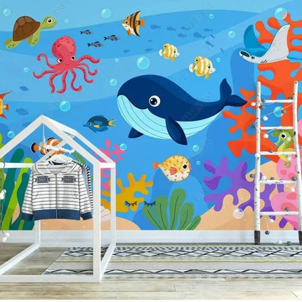 Nordic 3D Sea Animal Cartoon Mural Wallpaper - Mad Fly Essentials