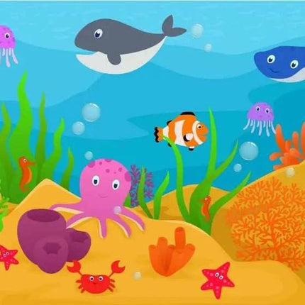 Nordic 3D Sea Animal Cartoon Mural Wallpaper - Wallpaper - Beibehang - Mad Fly Essentials