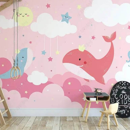 Nordic 3D Sea Animal Cartoon Mural Wallpaper - Wallpaper - Beibehang - Mad Fly Essentials