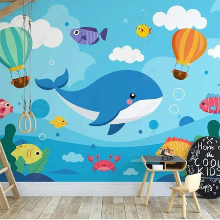 Nordic 3D Sea Animal Cartoon Mural Wallpaper - Wallpaper - Beibehang - Mad Fly Essentials