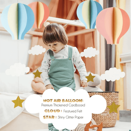 Nursery Decor 3D Paper Hot Air Balloon Hanging Wall Decor Nursery Decor Nursery Ready Mad Fly Essentials