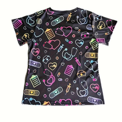 Nursing Scrub Women 3D Short Floral Daisy Scrub - Nursing Scrub - PIERESA - Mad Fly Essentials