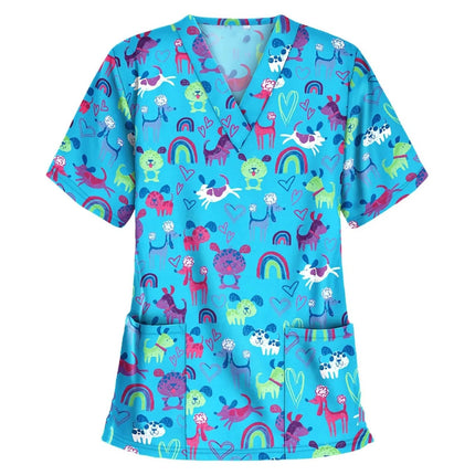 Nursing Scrub Women Cartoon Cat Dog Pet Scrub - Nursing Scrub - Nadanbao - Mad Fly Essentials