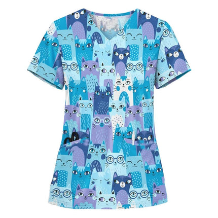 Nursing Scrub Women Cartoon Cat Dog Pet Scrub - Nursing Scrub - Nadanbao - Mad Fly Essentials