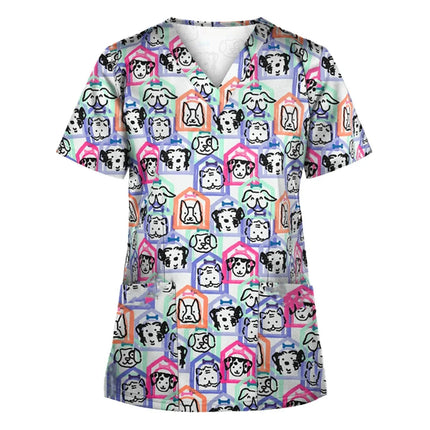 Nursing Scrub Women Cartoon Cat Dog Pet Scrub - Nursing Scrub - Nadanbao - Mad Fly Essentials