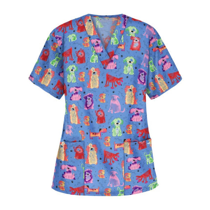 Nursing Scrub Women Cartoon Cat Dog Pet Scrub - Nursing Scrub - Nadanbao - Mad Fly Essentials