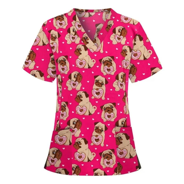Nursing Scrub Women Cartoon Cat Dog Pet Scrub - Nursing Scrub - Nadanbao - Mad Fly Essentials
