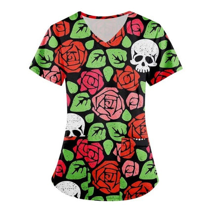 Nursing Scrub Women Halloween Black Cat Vet Medical Scrubs - Nursing Scrub - Hennar - Mad Fly Essentials
