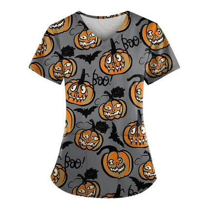 Nursing Scrub Women Halloween Black Cat Vet Medical Scrubs - Nursing Scrub - Hennar - Mad Fly Essentials