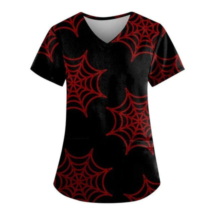 Nursing Scrub Women Halloween Black Cat Vet Medical Scrubs - Nursing Scrub - Hennar - Mad Fly Essentials