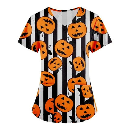 Nursing Scrub Women Halloween Black Cat Vet Medical Scrubs - Nursing Scrub - Hennar - Mad Fly Essentials