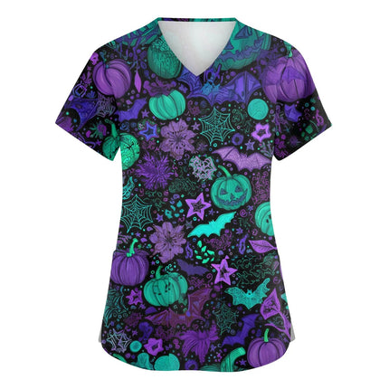 Nursing Scrub Women Halloween Pumpkin Dental Surgical Scrubs - Nursing Scrub - Hennar - Mad Fly Essentials