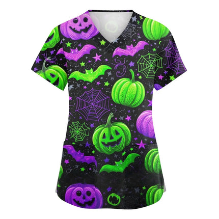 Nursing Scrub Women Halloween Pumpkin Dental Surgical Scrubs - Nursing Scrub - Hennar - Mad Fly Essentials