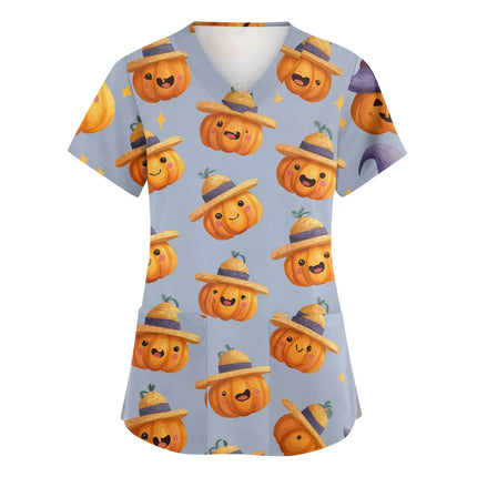 Nursing Scrub Women Halloween Pumpkin Dental Surgical Scrubs - Nursing Scrub - Hennar - Mad Fly Essentials