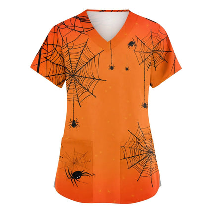 Nursing Scrub Women Halloween Pumpkin Dental Surgical Scrubs - Nursing Scrub - Hennar - Mad Fly Essentials