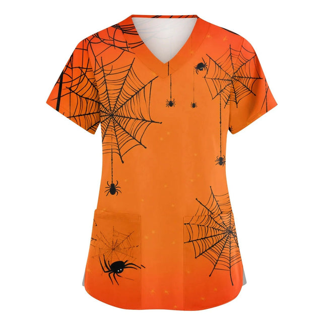 Nursing Scrub Women Halloween Pumpkin Dental Surgical Scrubs - Nursing Scrub - Hennar - Mad Fly Essentials