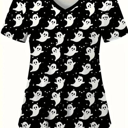 Nursing Scrub Women Halloween Skull Print Medical Uniform - Nursing Scrub - AltGoth - Mad Fly Essentials