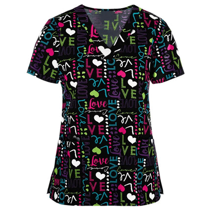 Nursing Scrub Women V-Neck Hearts Pet Spa Scrub - Nursing Scrub - Animal Unicorn - Mad Fly Essentials
