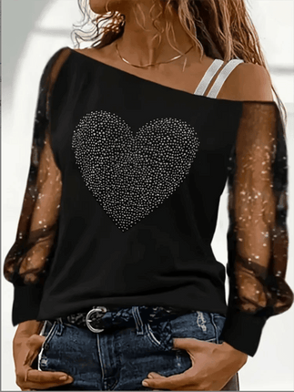 Off Shoulder Oblique Heart Top Fashion Women Blouse - Women Blouse - Vana Javeasen - Mad Fly Essentials
