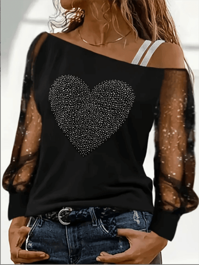 Off Shoulder Oblique Heart Top Fashion Women Blouse - Women Blouse - Vana Javeasen - Mad Fly Essentials