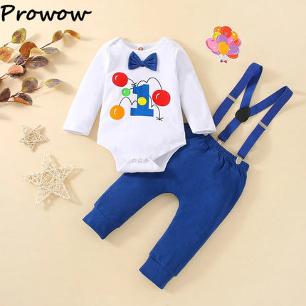 Outfit Set Baby Blue Balloon Boy Birthday Clothing Set - Outfit Set - Prowow - Mad Fly Essentials
