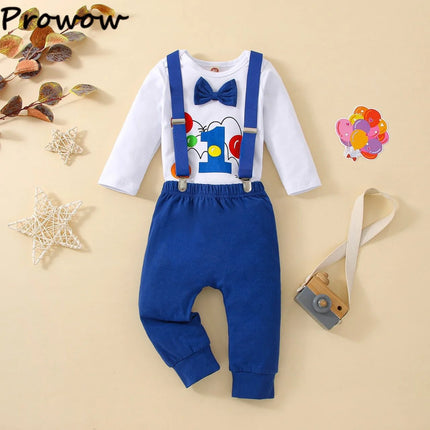 Outfit Set Baby Blue Balloon Boy Birthday Clothing Set - Outfit Set - Prowow - Mad Fly Essentials